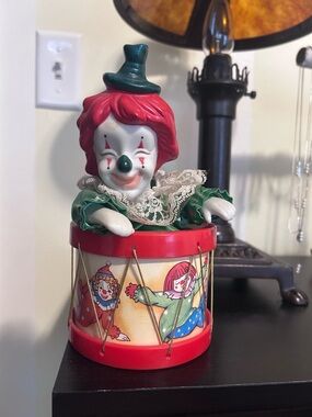 Vintage Porcelain Clown Doll Dances with Music Box
